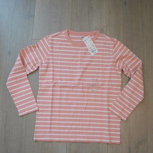 Uniqlo Kids Striped Pink Crew Neck Long Sleeve Tee